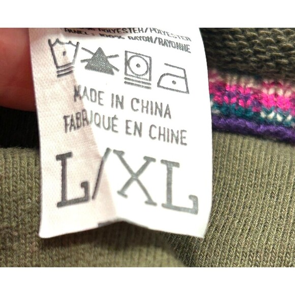 Natural Life Boho Knit Trim Sweatshirt Womens L XL Green Comfy Casual Oversized - Picture 11 of 12